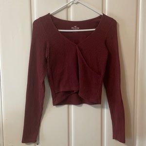Maroon cropped hollister long sleeve